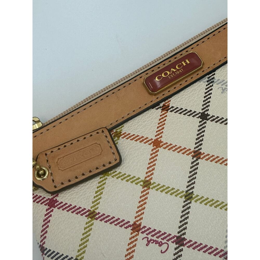 Coach Multicolor Plaid Wristlet & ID Card Holder Keychain Matching Set - Picture 6 of 10
